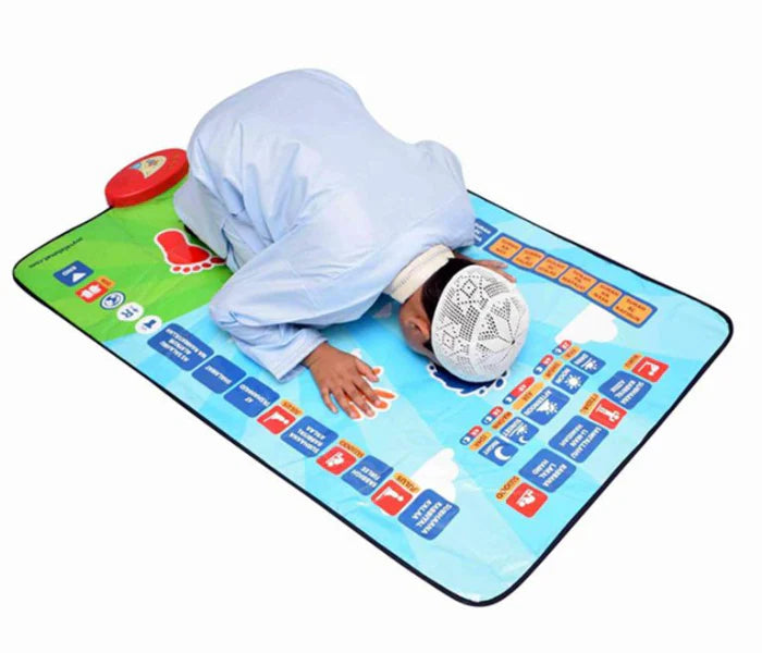 Porodo Kids Educational Interactive Smart Prayer Mat 110 x 70cm - Blue [H]- سجادة الصلاة الإسلامية - مع أوامر صوتية - للأطفال - مناسبة للتعليم
