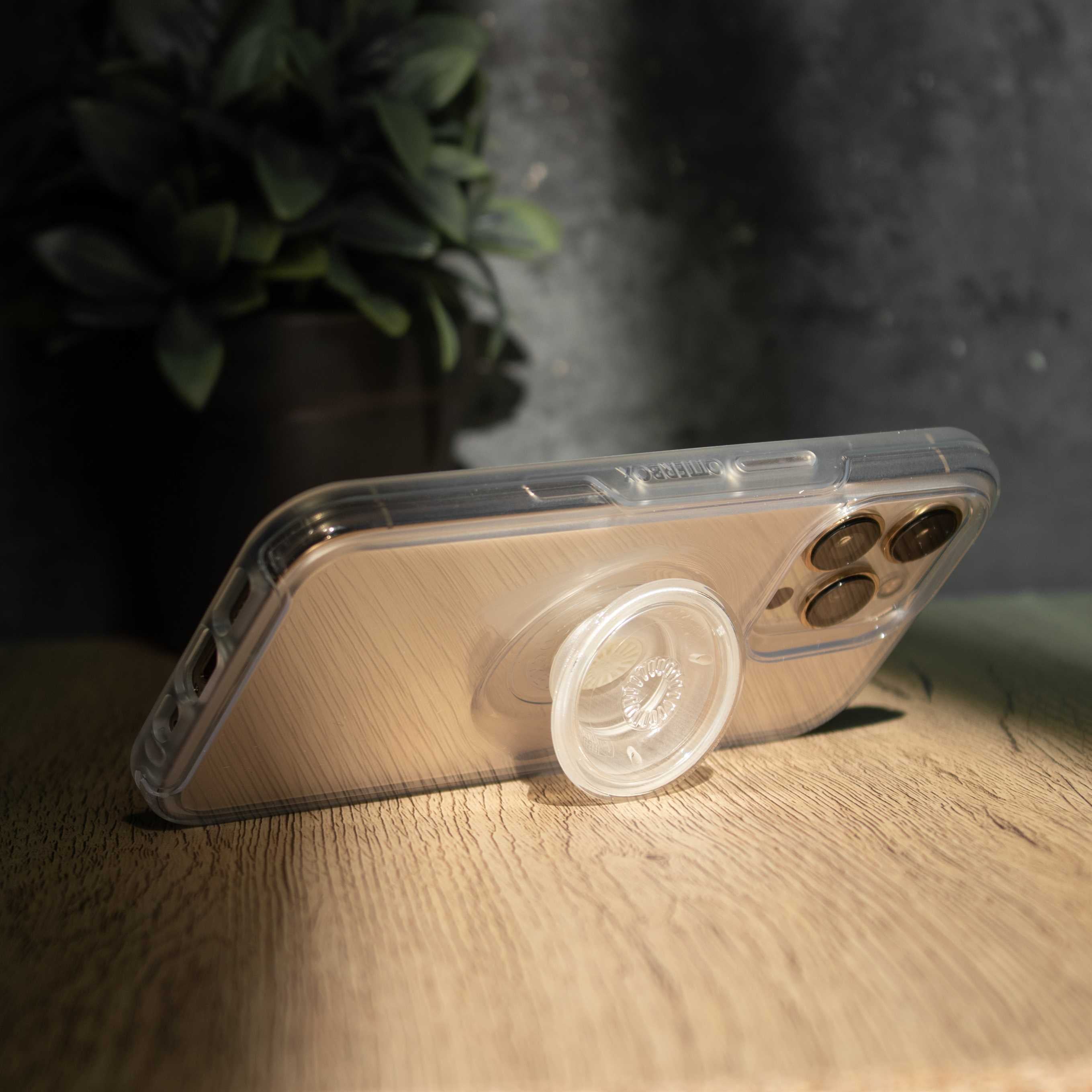 Otterbox Otter+Pop Symmetry Clear Case iPhone 12 mini - Clear - كفر حماية عالية مع مسكة دائرية بوب سوكت - اوتربوكس - شفاف