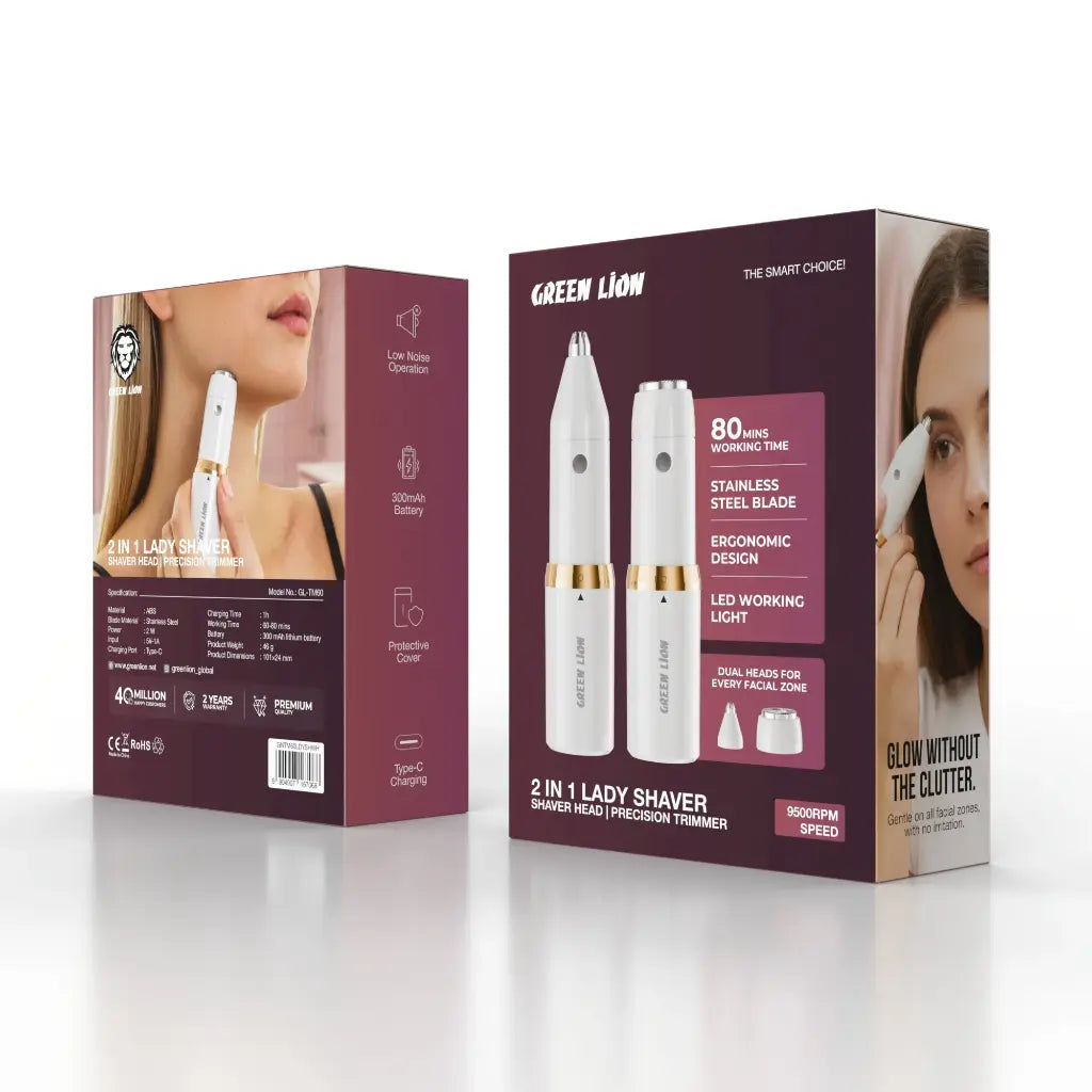 Green Lion 2 in 1 Lady Shaver and Precision Trimmer - White