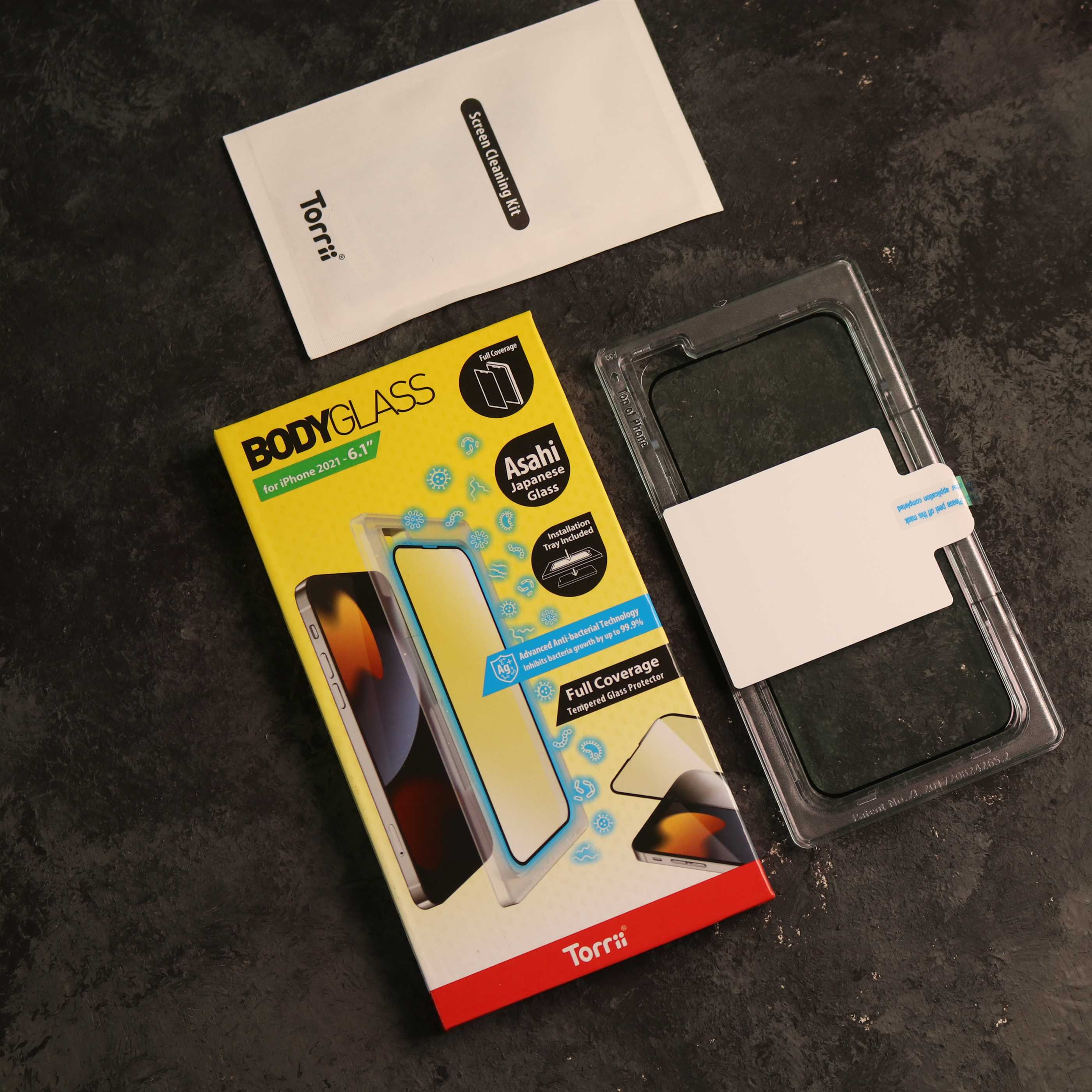 Torrii BODYGLASS Screen Protector Anti-bacterial Coating for iPhone 12/12 Pro/12 Pro MAX - Full Coverage - حماية شاشة شفافة لجميع اطراف الجهاز - توري - مقاومة للخدش والبكتيريا