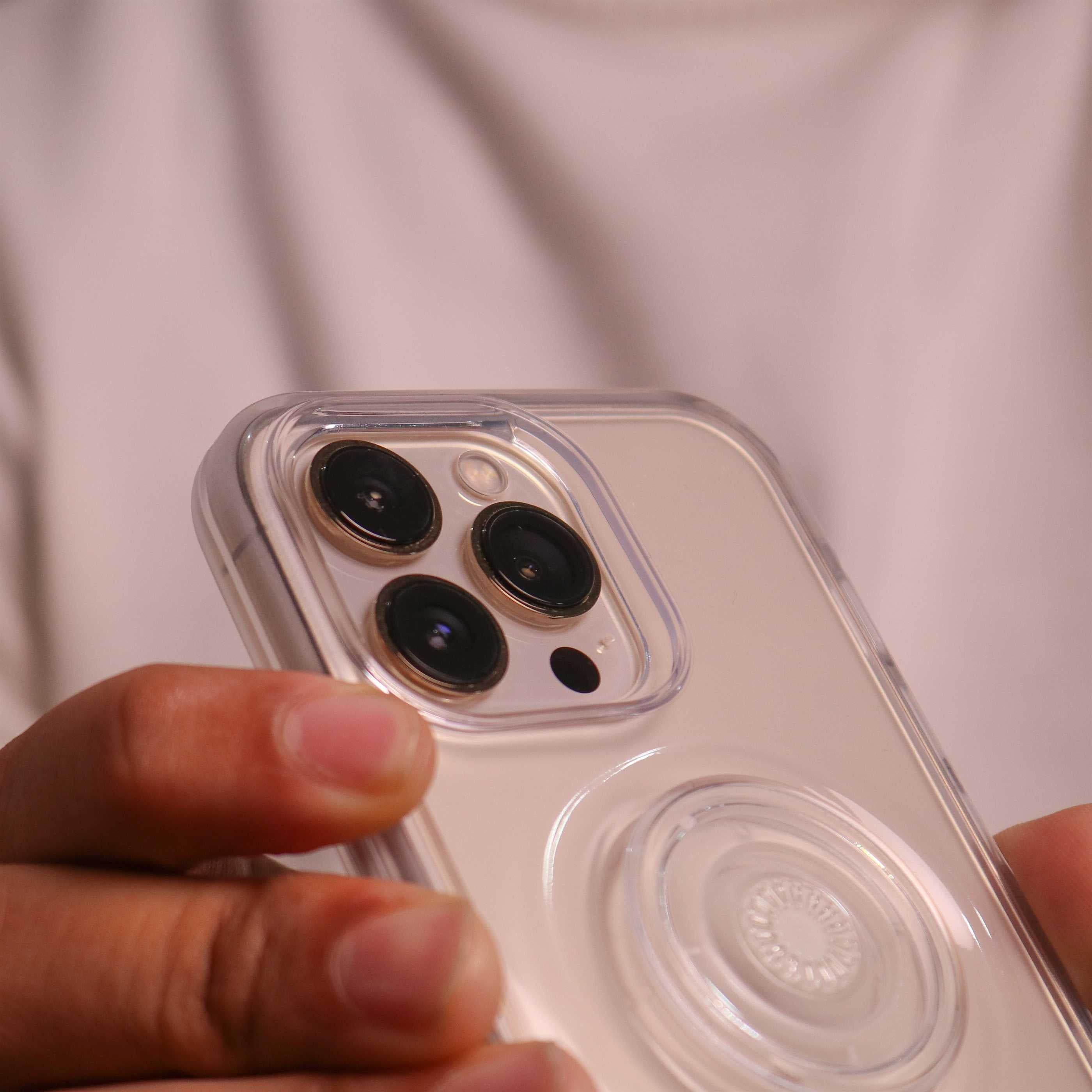 Otterbox Otter+Pop Symmetry Clear Case iPhone 12 mini - Clear - كفر حماية عالية مع مسكة دائرية بوب سوكت - اوتربوكس - شفاف