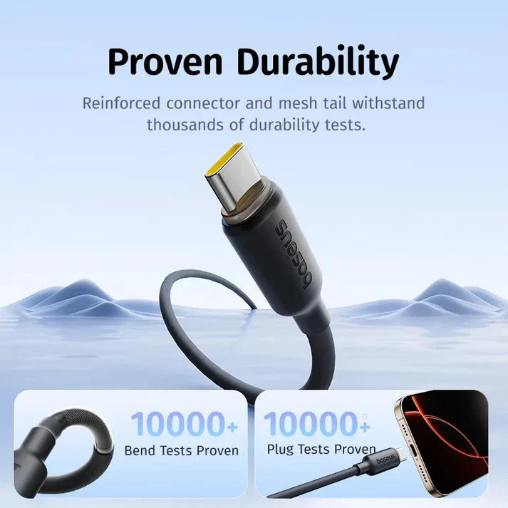 Baseus Foamed Silicone 1m Fast Charging USB-C to USB-C Cable 100W – Black[D]  - سلك شحن - بيسوس - تايب سي الى تايب سي 100 واط - طول 1 متر - كفالة 12 شهر