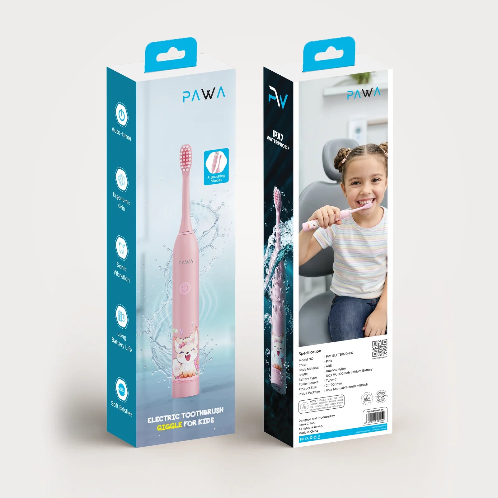 PAWA Electric Toothbrush Giggle For Kids-Pink