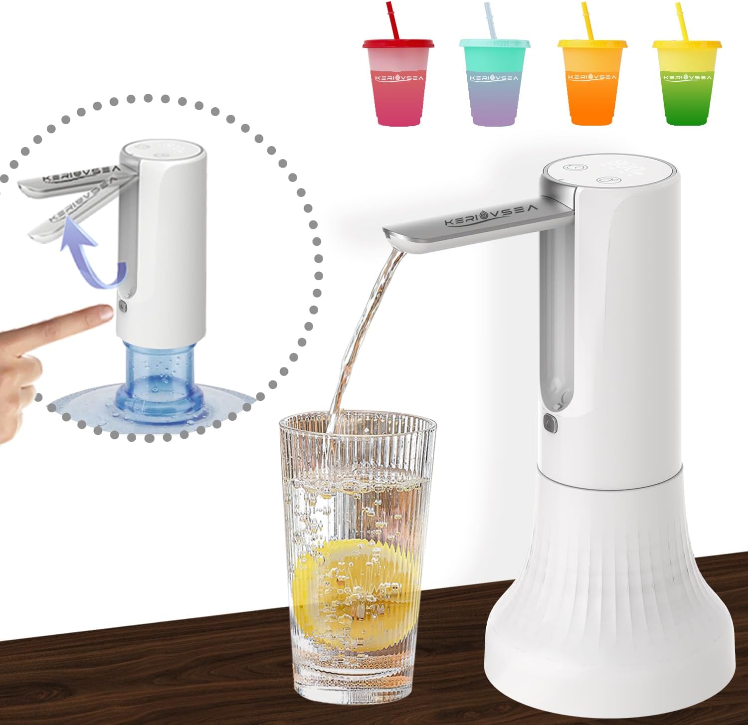 Porodo Lifestyle Bottle & Tabletop Water Pump Digital Display And Touch Control [O] - مضخة مياه بورودو لايف ستايل للزجاجات والطاولات - أبيض - كفالة 24 شهر