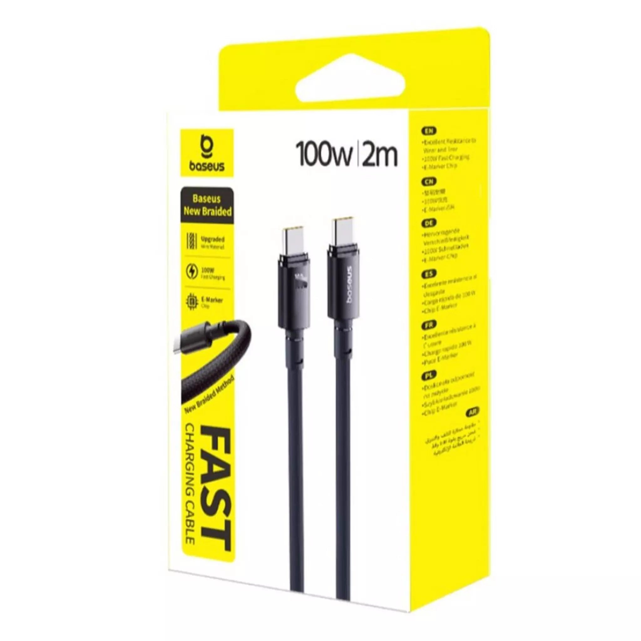 Baseus New Braided Fast Charging Cable USB-C to USB-C 100W 2m - Black