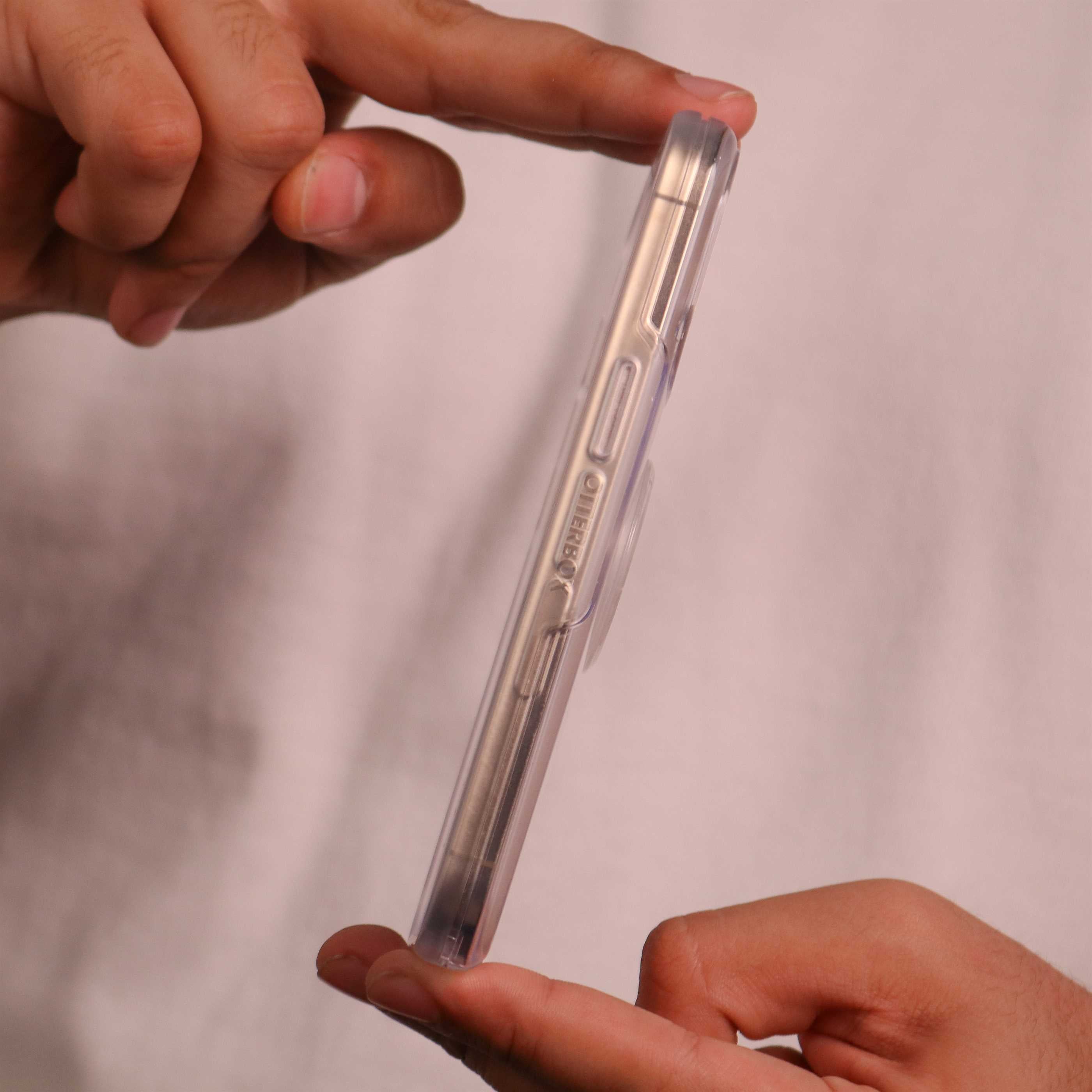 Otterbox Otter+Pop Symmetry Clear Case iPhone 12 mini - Clear - كفر حماية عالية مع مسكة دائرية بوب سوكت - اوتربوكس - شفاف
