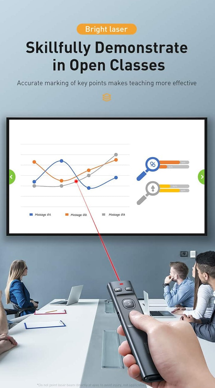 Baseus Orange Dot Wireless Presenter (Red Laser) Wireles Presenter [H]- مؤشر ليزر - للعروض التقديمية - البرزنتيشن - مناسب لجميع انواع الاجهزة والايبادات