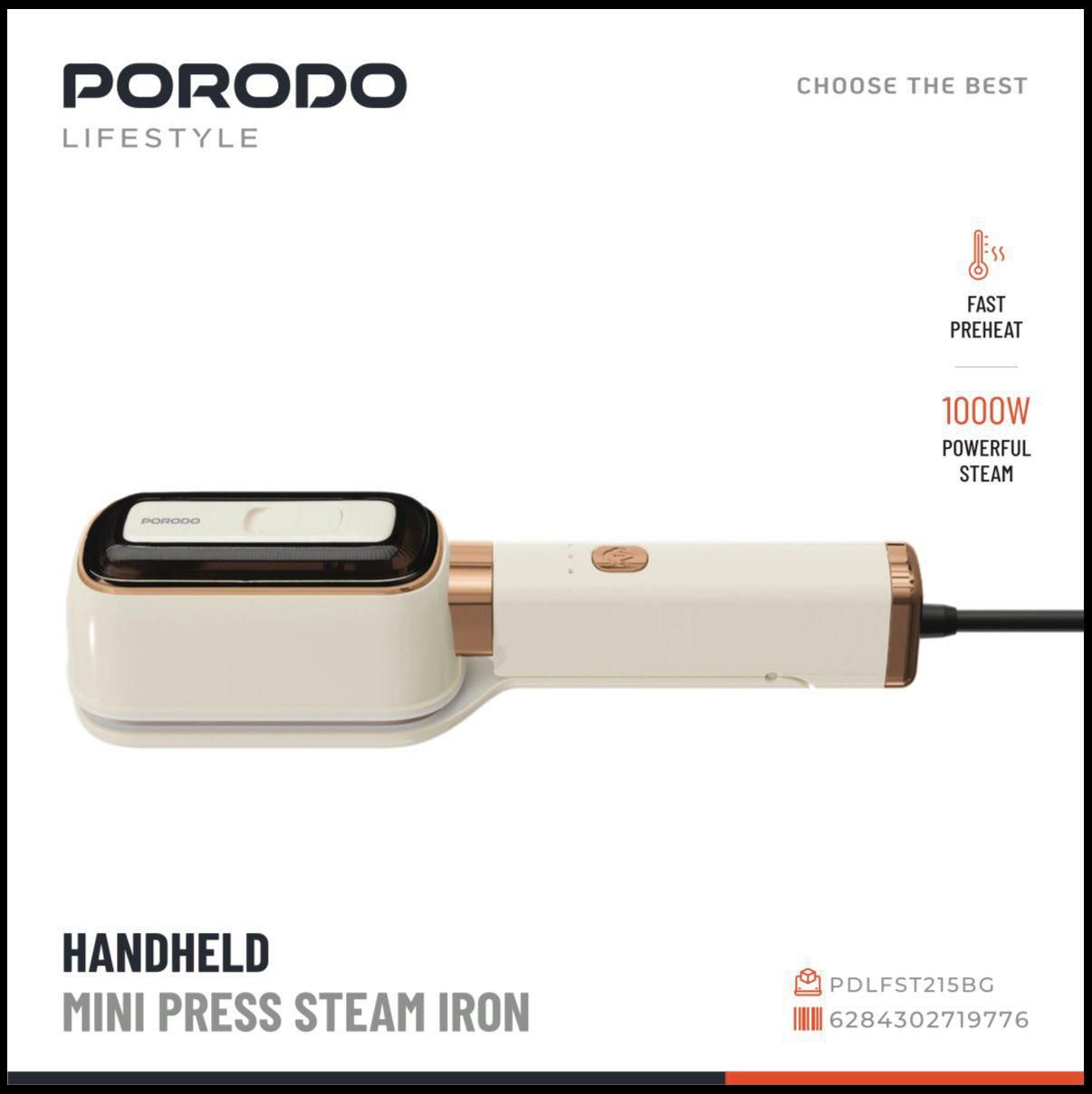 Porodo Lifestyle Handheld Mini Press Steam Iron [O] -  مكواة بخار محمولة - بورودو - بيج - كفالة 24 شهر