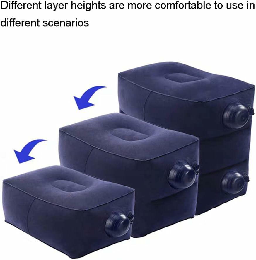 Travelest Inflatable Portable Travel Foot Leg Rest Pillow with Built-in air Pump for Travel - Navy [T]  - وسادة هوائية لراحة القدم للطائرة من ترافيليست - كحلي