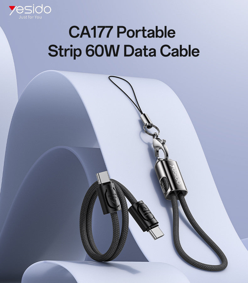 Yesido CA177 20CM 60W Type-C to Type-C Fast Charging Data Cable