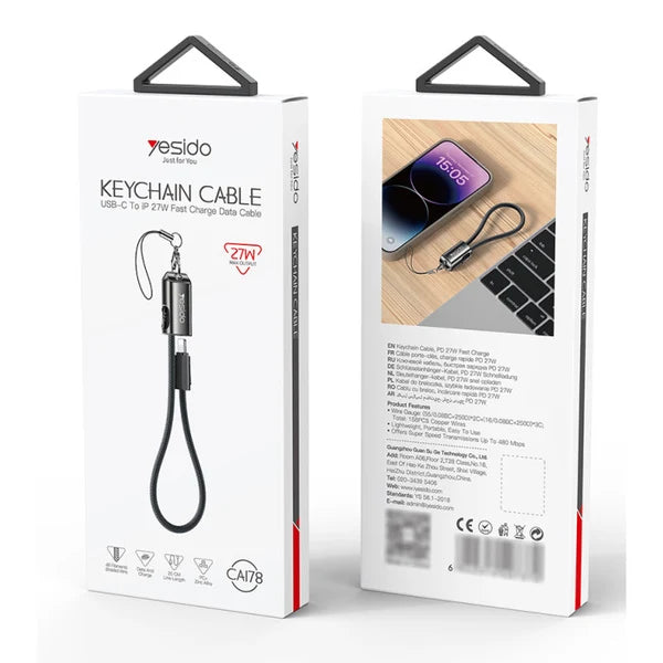 Yesido CA178 20CM 27W Type-C To Lightning Data Cable