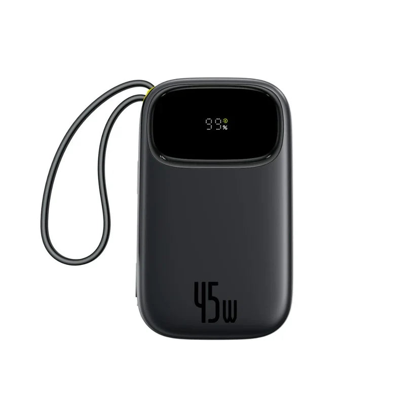 Baseus EnerFill FC31 Qpow3 Power Bank 10000mAh 45W with 2 USB-C Cables – Black [D] - بطارية متنقلة - بيسوس - سعة 10000 - عدد 2 سلك شاحن تايب سي - شاشة رقميه - قوة 45 واط - كفالة 24 شهر