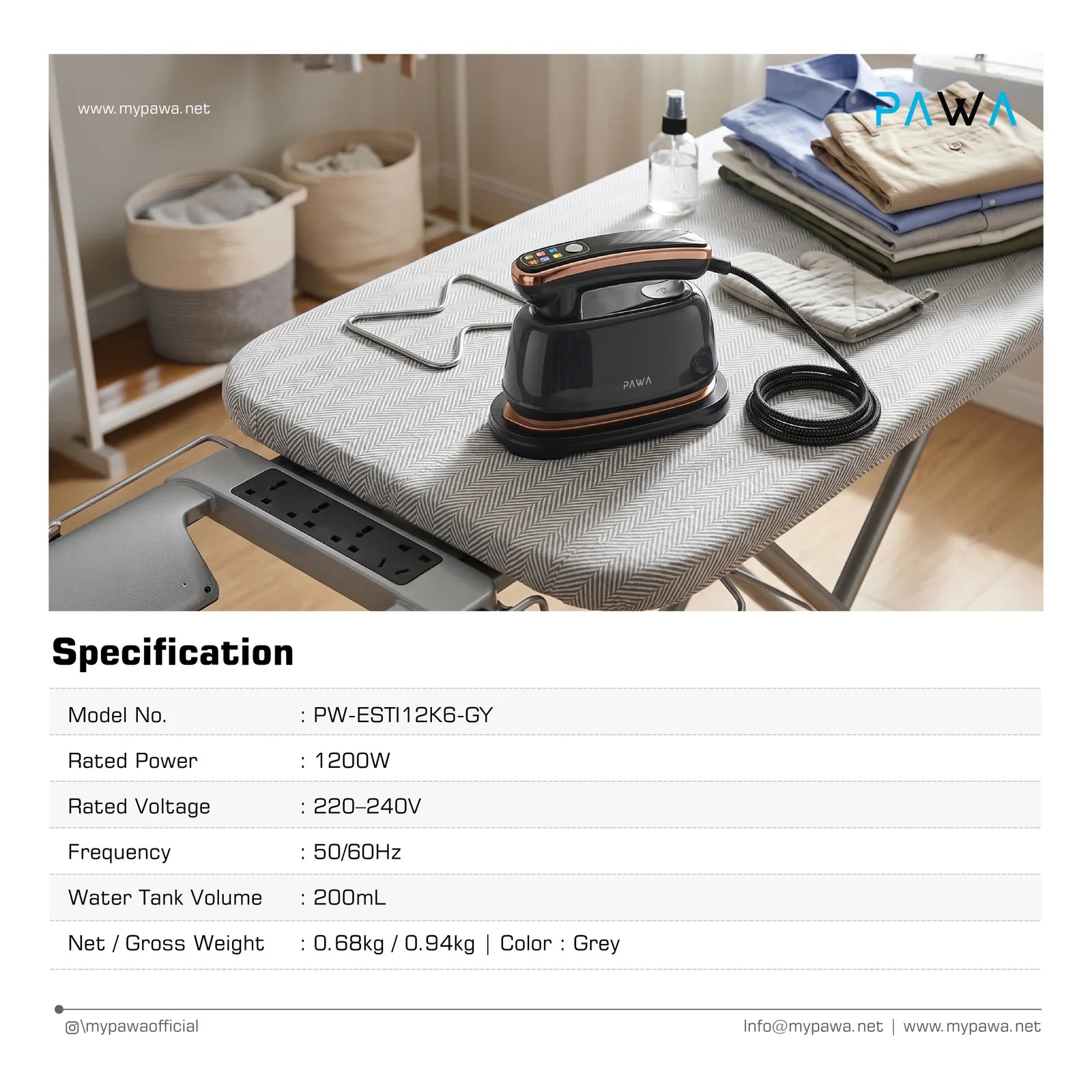 Pawa GoSteam Electrical steam iron with Display.