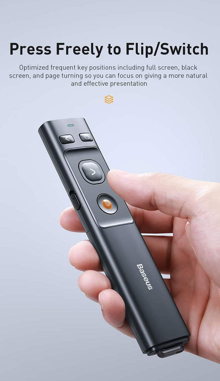 Baseus Orange Dot Wireless Presenter (Red Laser) Wireles Presenter [H]- مؤشر ليزر - للعروض التقديمية - البرزنتيشن - مناسب لجميع انواع الاجهزة والايبادات