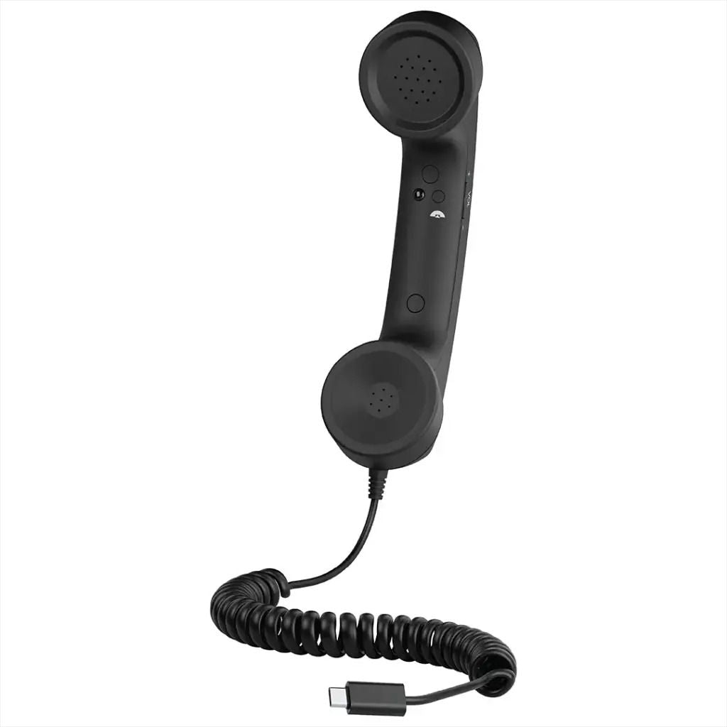 Porodo Classic Retro Phone Handset [O] - سماعة اذن - مع مايكروفون - تايب سي - فردة احادية - كفالة 24 شهر