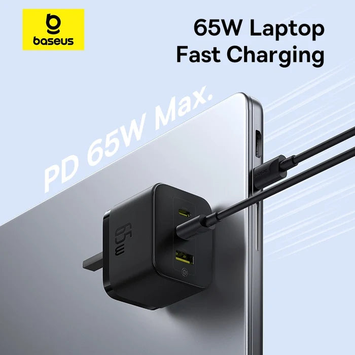 شاحن Baseus Palm 65W 2C+U السريع – أسود (المملكة المتحدة)