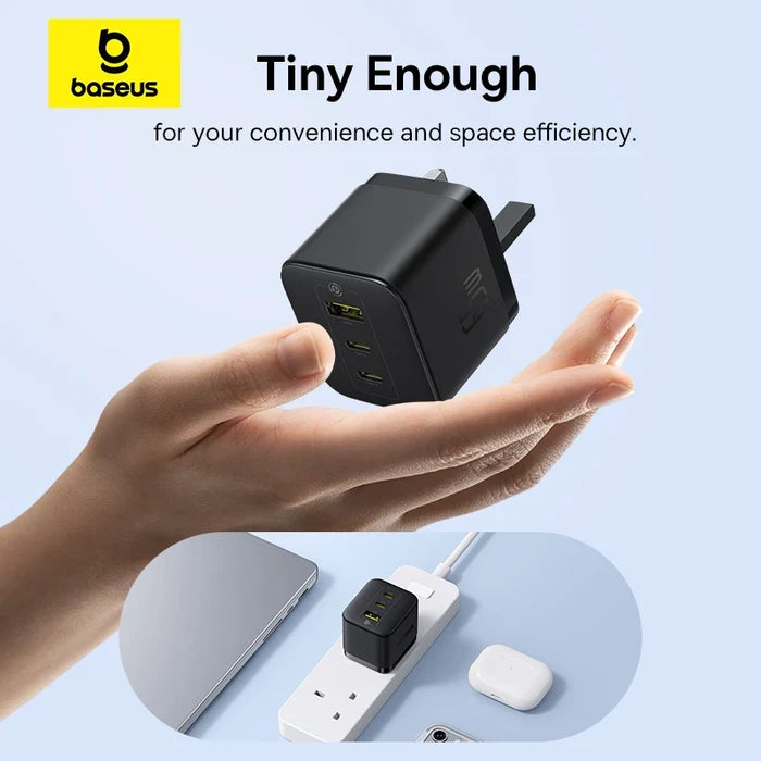 شاحن Baseus Palm 65W 2C+U السريع – أسود (المملكة المتحدة)