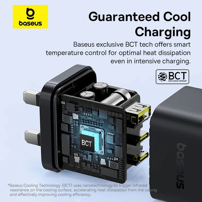 شاحن Baseus Palm 65W 2C+U السريع – أسود (المملكة المتحدة)