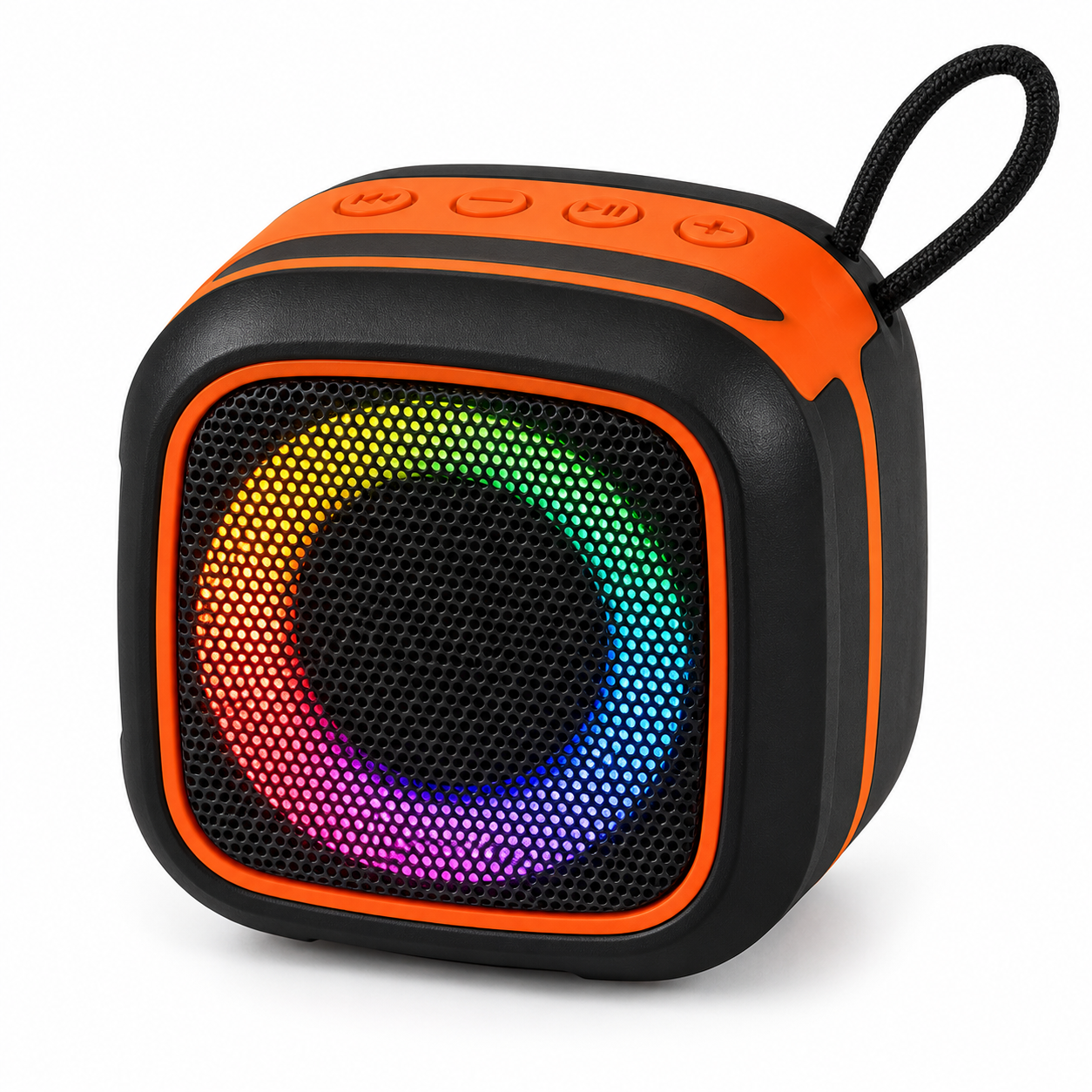 Wireless Bluetooth Speaker with RGB LED Lights 5W – Black & Orange
