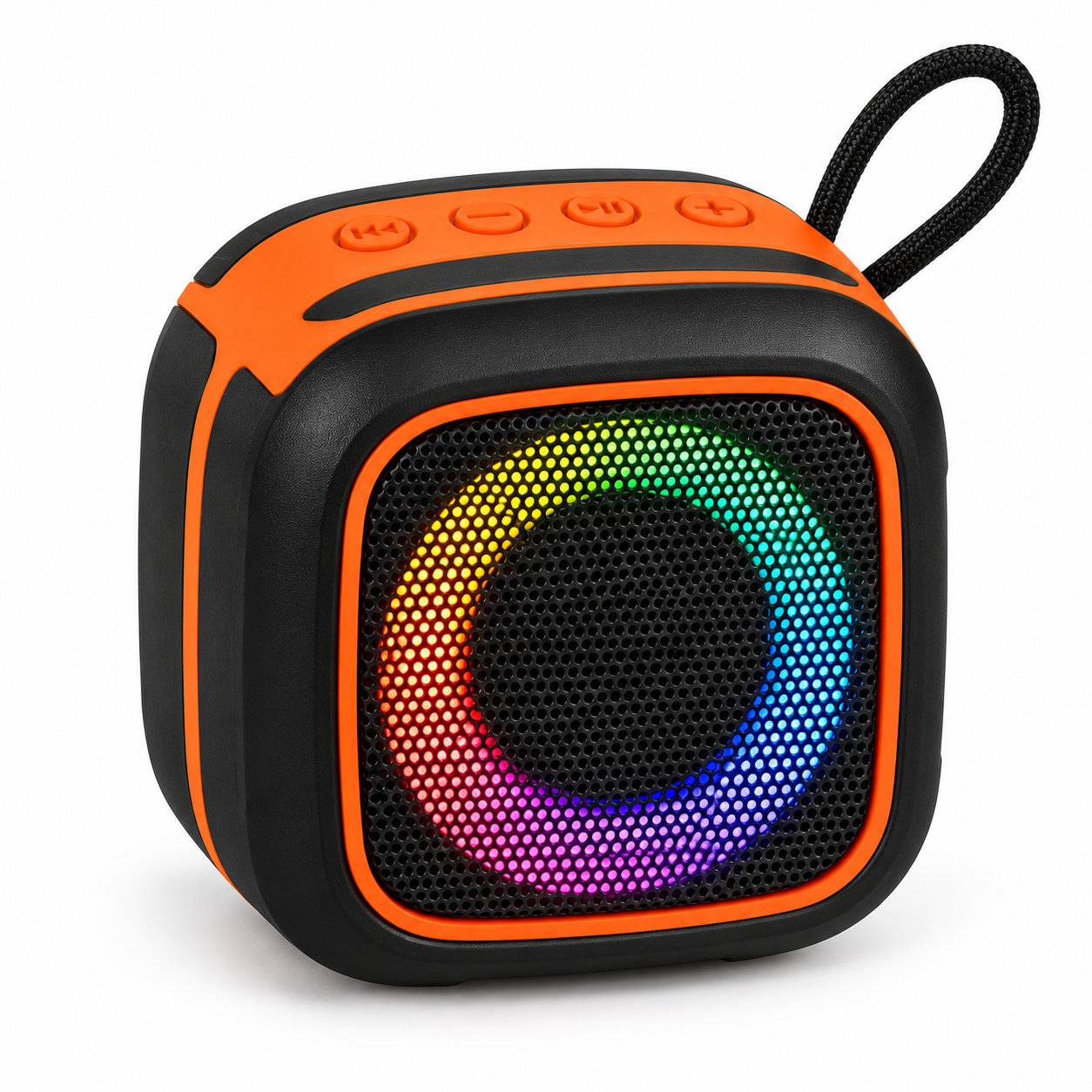Wireless Bluetooth Speaker with RGB LED Lights 5W – Black & Orange