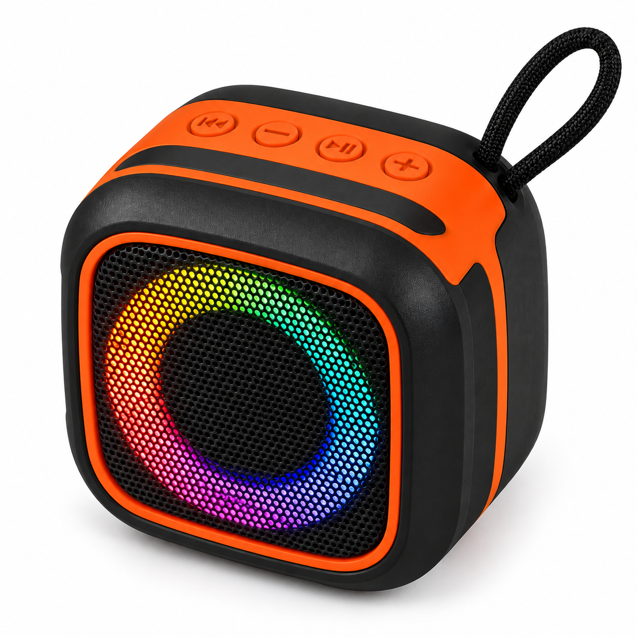 Wireless Bluetooth Speaker with RGB LED Lights 5W – Black & Orange