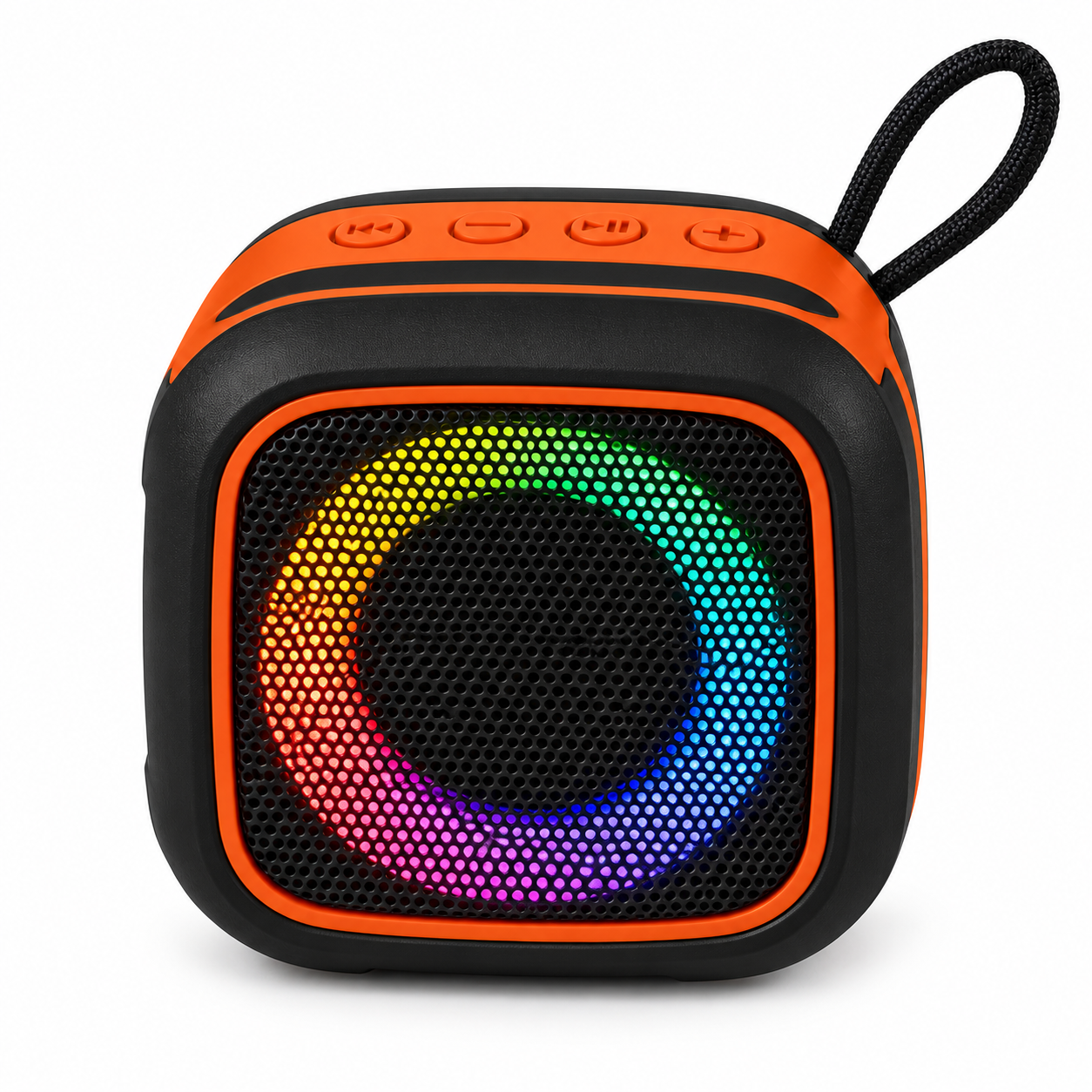 Wireless Bluetooth Speaker with RGB LED Lights 5W – Black & Orange
