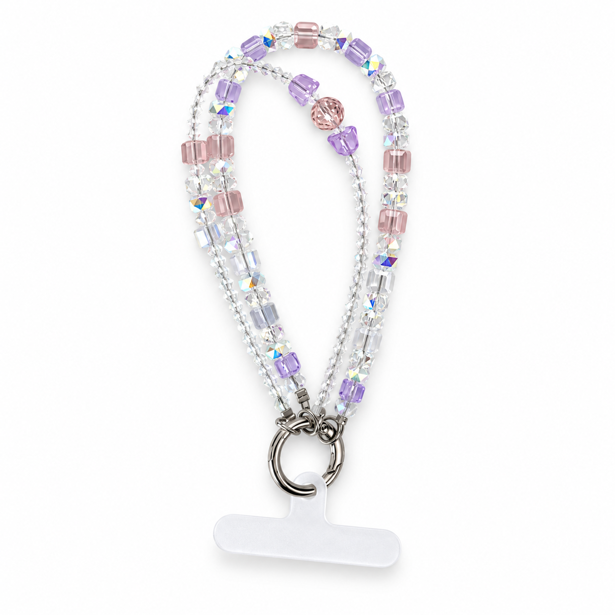 Short Crystal Lanyard / With Clear Case - Lavender Blush