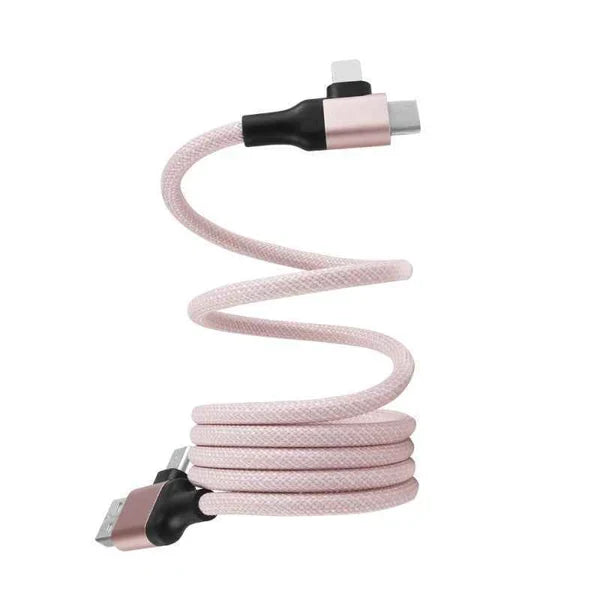 Torrii 60W CiCi Multi-function Magnetic Cable 1M – Pink [BU] - سلك شحن - 2 في 1 - تايب سي الي  تايب سي + ايفون - طول 1 متر - قوة 60واط - كفالة 12 شهر
