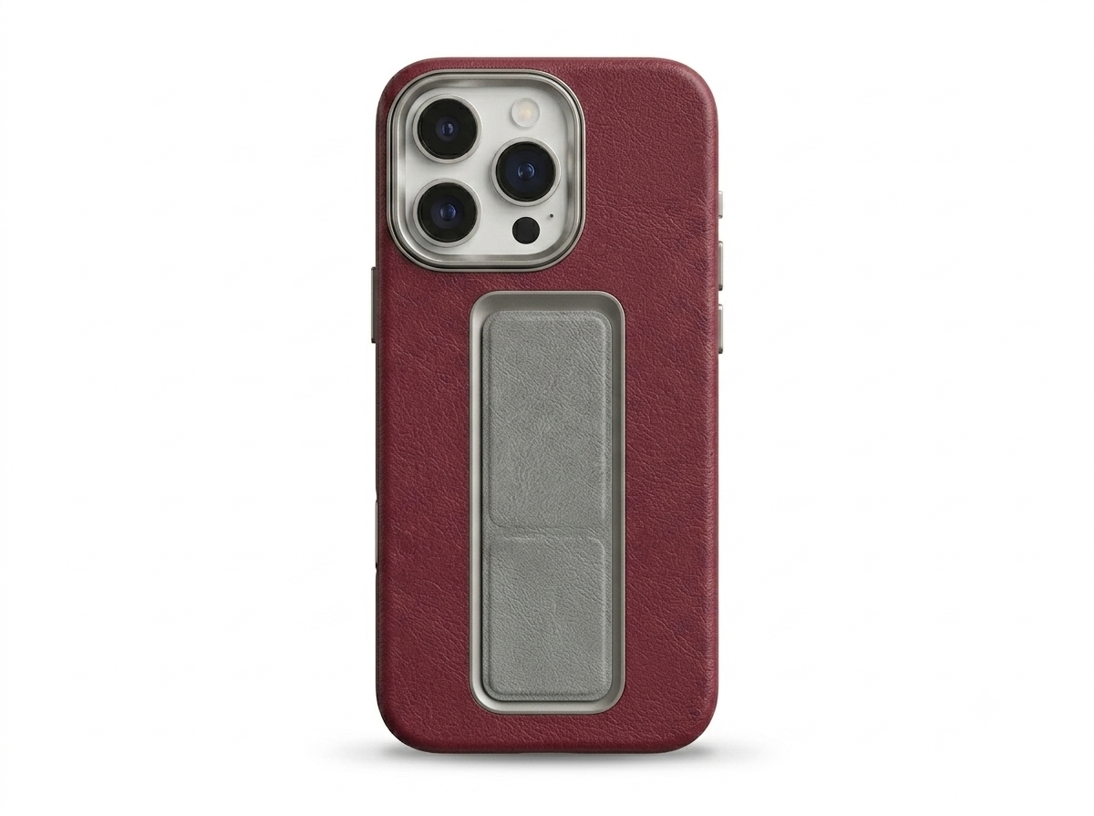 Grip with Case and Grip Horizontal, Vertical and Magnetic Stand Wine Red