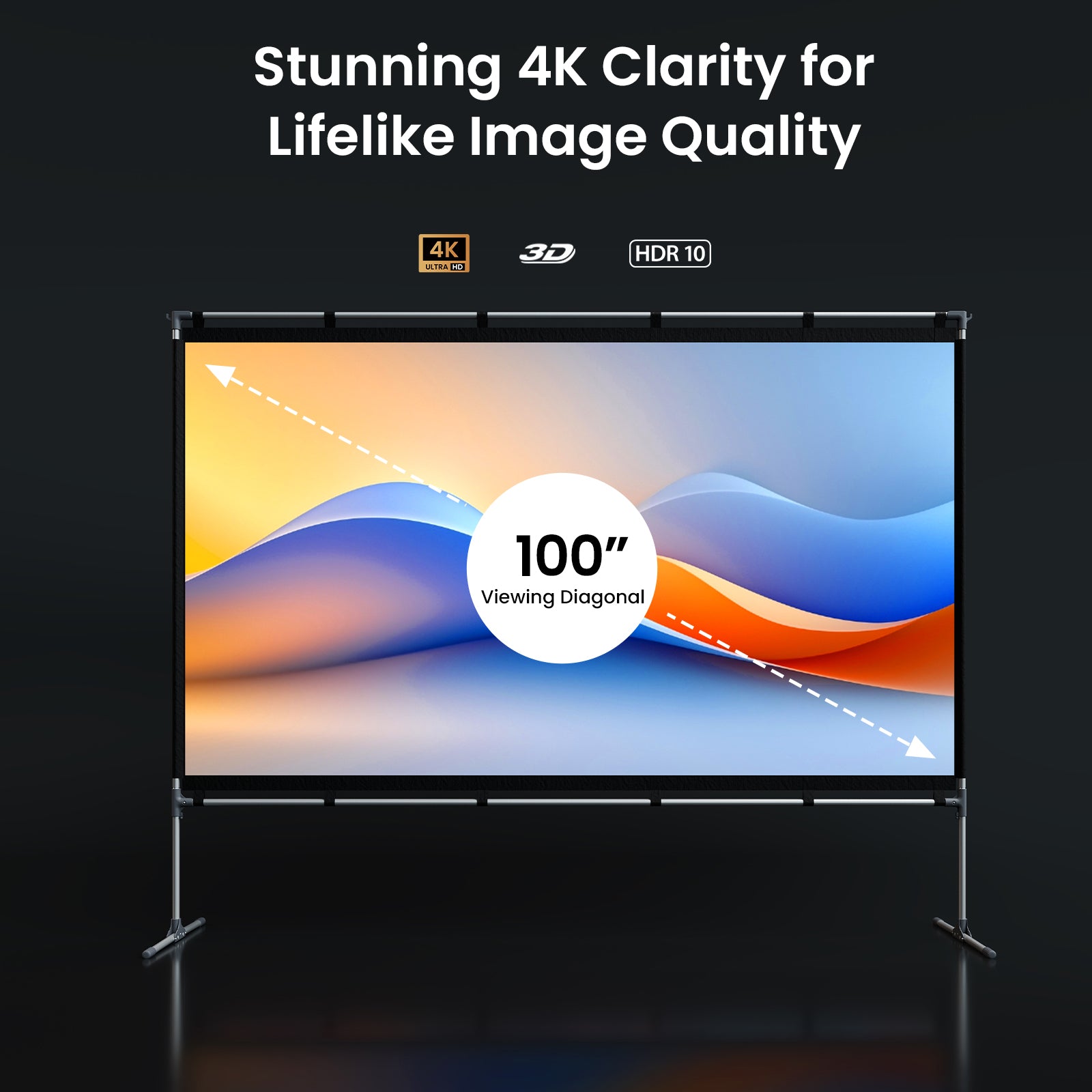 JMGO 100 Inch Portable Projector Screen with Stand