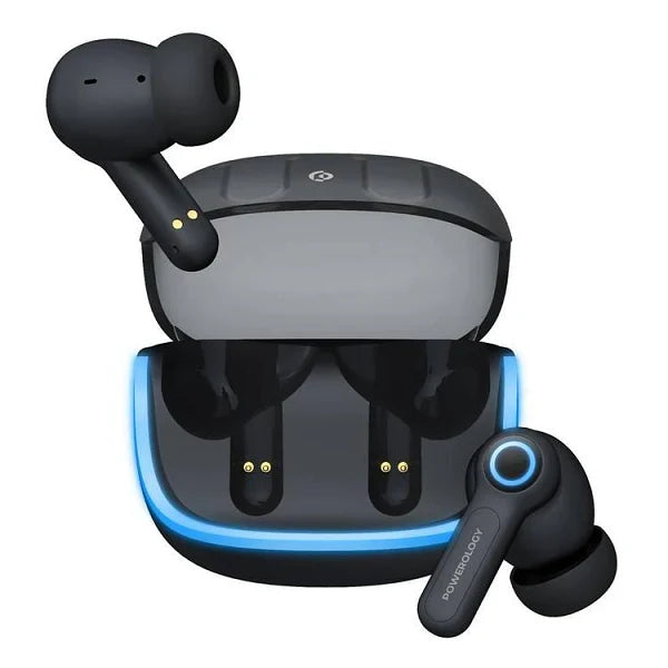 Powerology Quad Mic ENC True Wireless Earbuds - Black [O] - سماعة باورولوجي - بلوتوث - كفالة 24 شهر