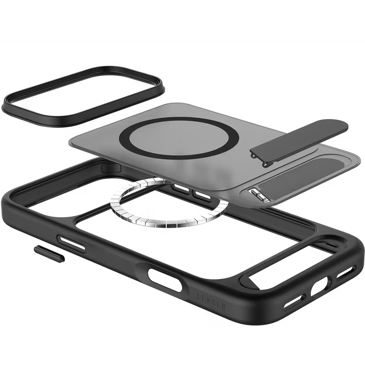 Levelo Matteo Case With Bottom Stand Grip For iPhone 17 Pro Max 17 Pro / 17 Pro Max [O] - كفر حماية عالية - ليفيلو - ايفون 17 بروماكس / 17 برو - ماق سيف - ستاند