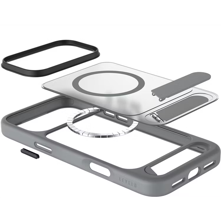 Levelo Matteo Case With Bottom Stand Grip For iPhone 17 Pro Max 17 Pro / 17 Pro Max [O] - كفر حماية عالية - ليفيلو - ايفون 17 بروماكس / 17 برو - ماق سيف - ستاند