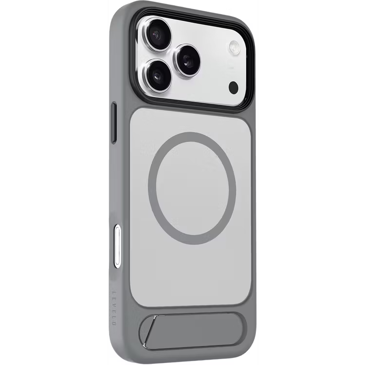 Levelo Matteo Case With Bottom Stand Grip For iPhone 17 Pro Max 17 Pro / 17 Pro Max [O] - كفر حماية عالية - ليفيلو - ايفون 17 بروماكس / 17 برو - ماق سيف - ستاند