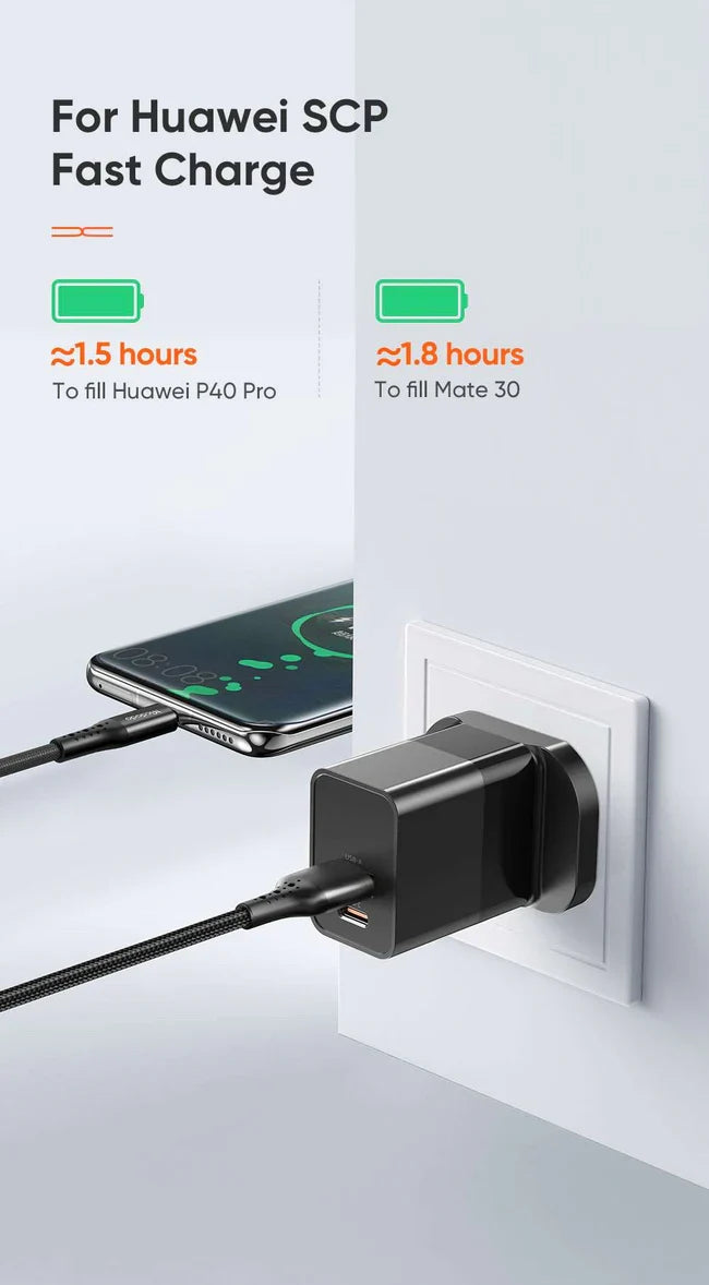 Mcdodo CH-130 | 20W PD Fast Charger | Dual Ports (Type-C & USB) - Black [H]- بلاك شاحن حائط + سلك شحن ايفون - كفالة 12 شهر