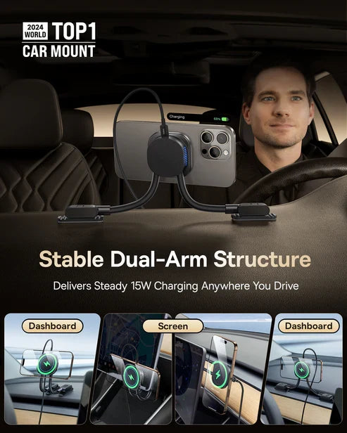 Baseus PrimeTrip C03sPro Magnetic Wireless Car Mount [D] - ستاند سيارة - بيسوس - شحن لاسلكي قوة 15 واط - ماق سيف