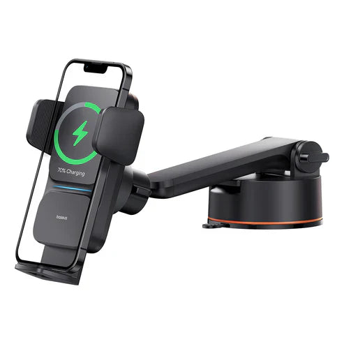 Baseus Wisdom Auto Alignment Car Mount + QI 15W Wireless Charger – Black [D] - ستاند سيارة - بيسوس - شحن لاسلكي قوة 15 واط - ماق سيف
