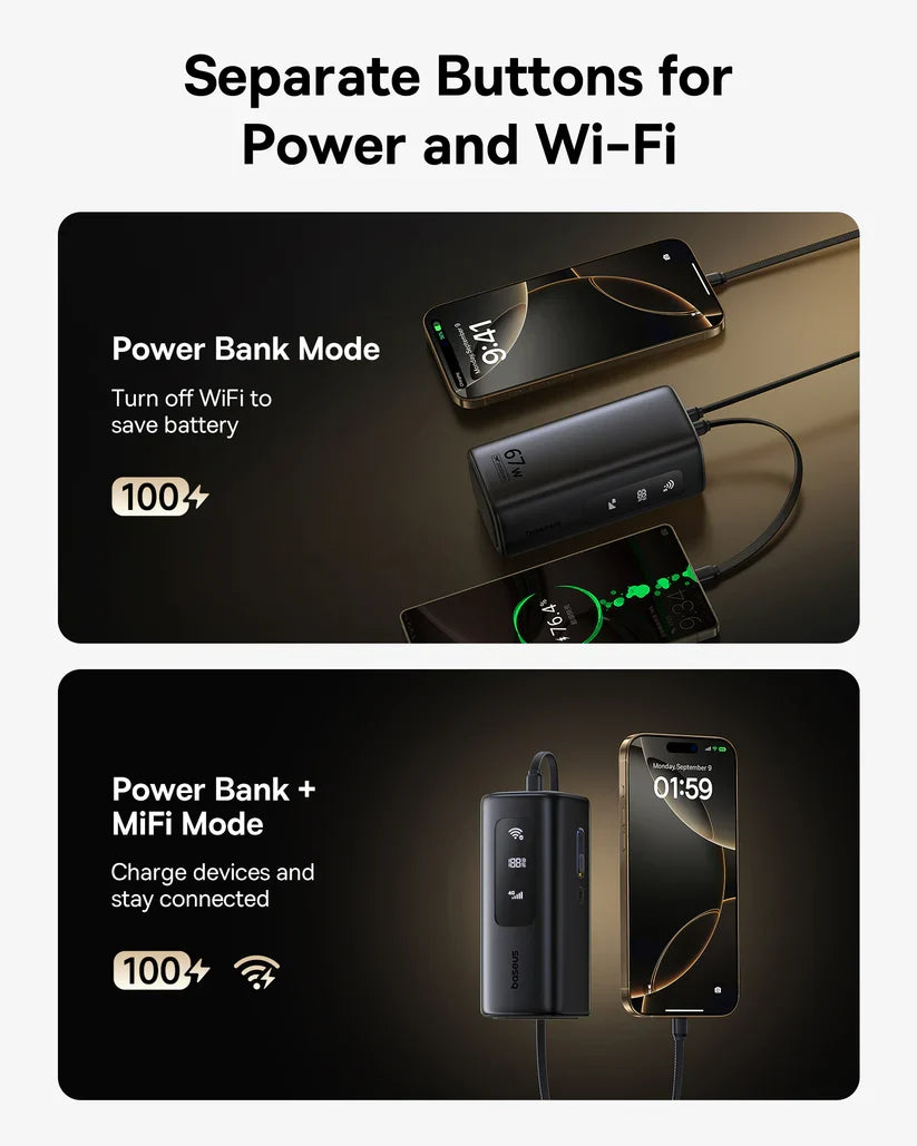 Baseus EnerGeek GX11 MiFi Power Bank 20000mAh 67W - Cosmic Black