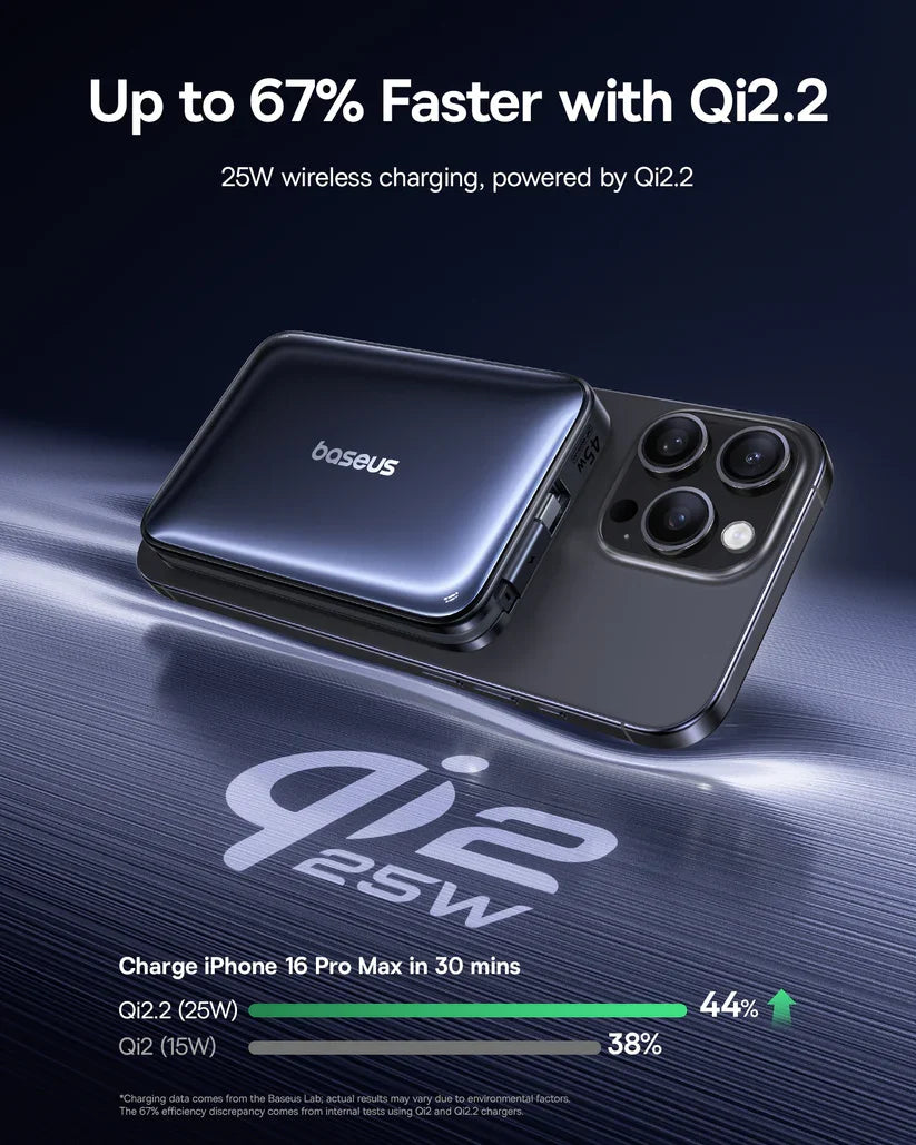 Baseus PicoGo AM61 Qi2.2 Magnetic Power Bank with Detachable Cable 10000mAh 45W - Cosmic Black
