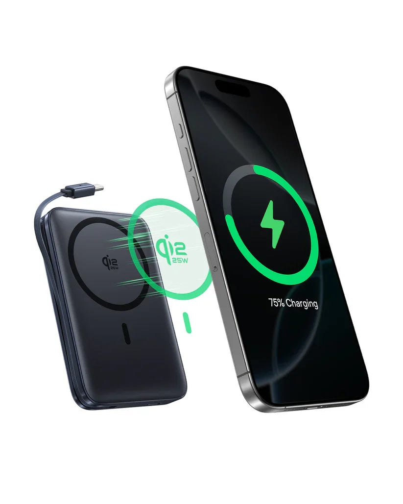 Baseus PicoGo AM61 Qi2.2 Magnetic Power Bank with Detachable Cable 10000mAh 45W - Cosmic Black