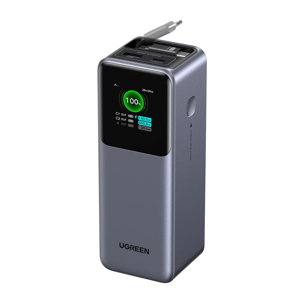 UGREEN Nexode Power Bank 20000mAh 165W with Retractable USB-C Cable
