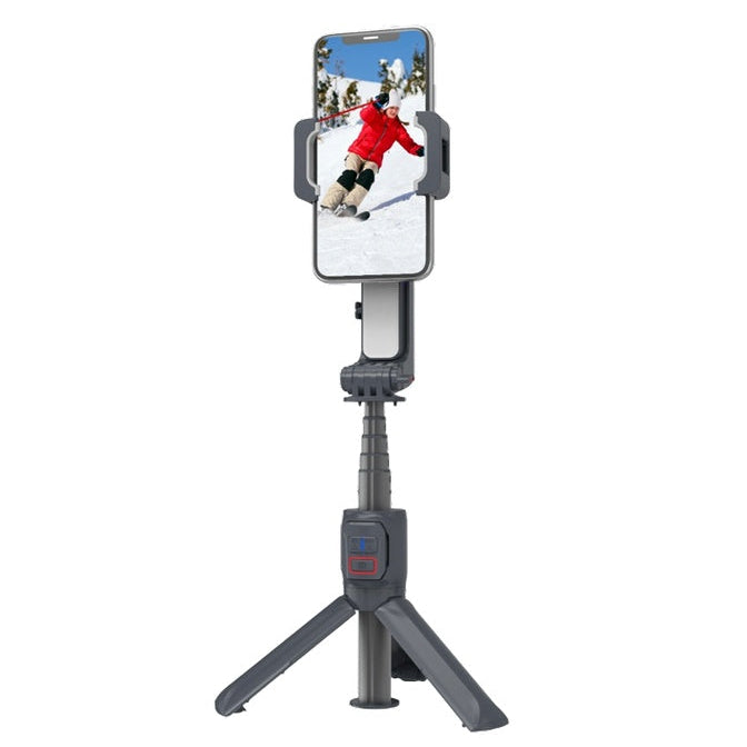 Porodo Anti-Shake Gimbal with rotatable central control - Black [O] - ستاند تصوير - عصا سيلفي - مقاوم للهتزاز - ريموت للتحكم - ثبات عالي
