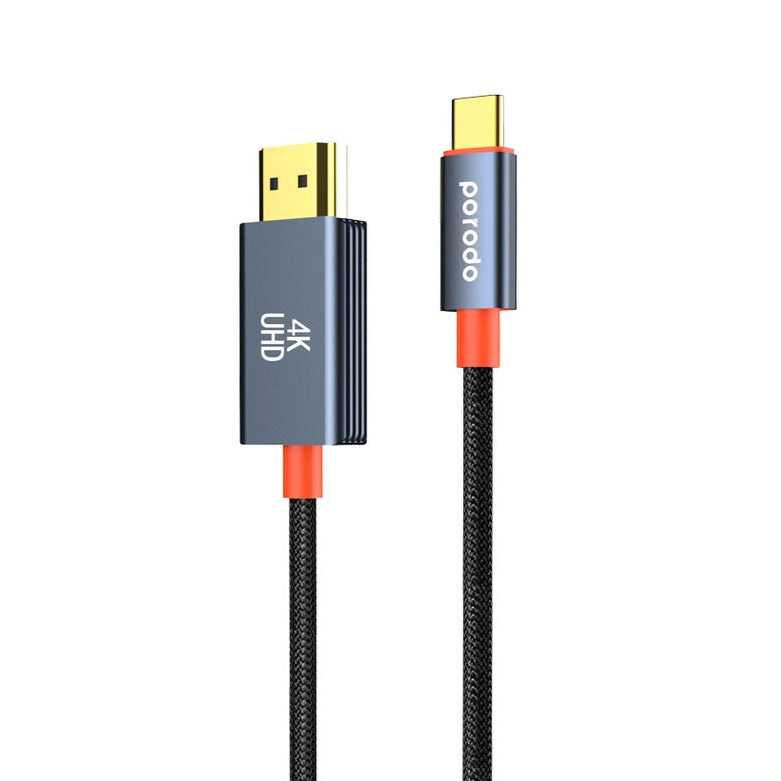 Porodo Woven Cable Type-C to HDMI - Black