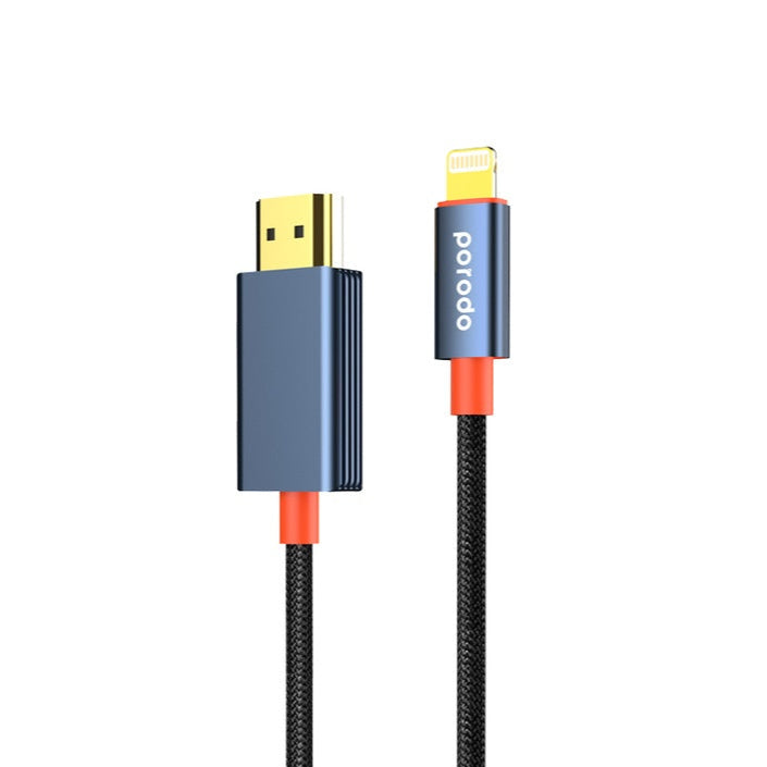 Porodo Woven Cable Lightning to HDMI - Black
