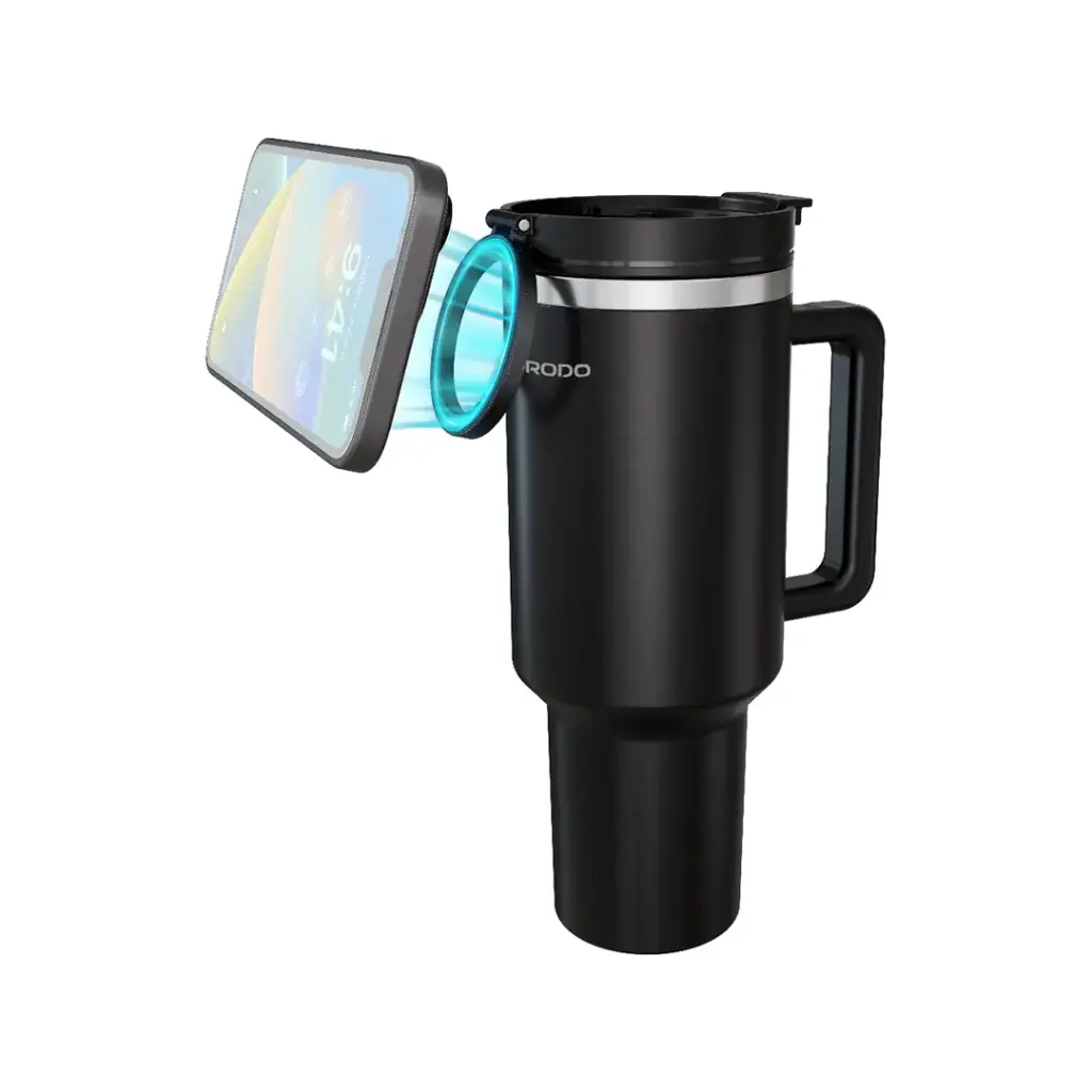 Porodo Lifestyle Hydrate & Hold Magnetic Mount 40oz Insulated Tumbler - Black - 1200ml [O] - مطارة حافظة للحرارة - ستاند ماغ سيف - مناسبة لمكان الكوب بالسيارة - بورودو