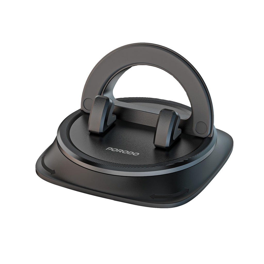 Porodo Rotatable Mobile Phone Bracket - Black [O]- ستاند سيارة + مكتب مناسب لجميع انواع الاجهزة - بورودو