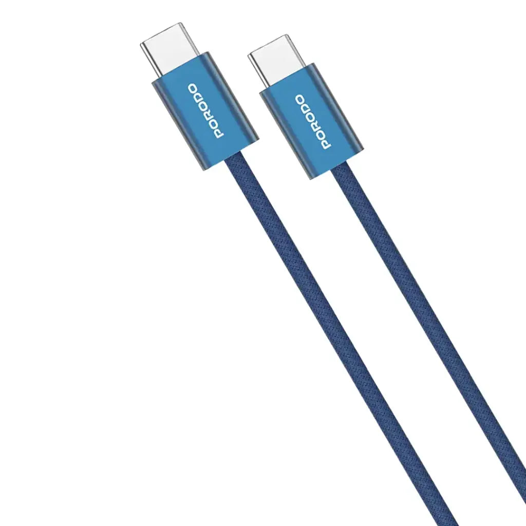 Porodo High-Speed USB-C Braided Cable Charging & Data Transfer - Blue