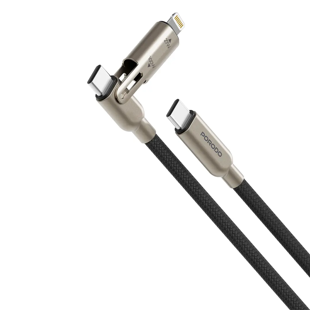 Porodo 2-In-1 100W Braided Cable - Black