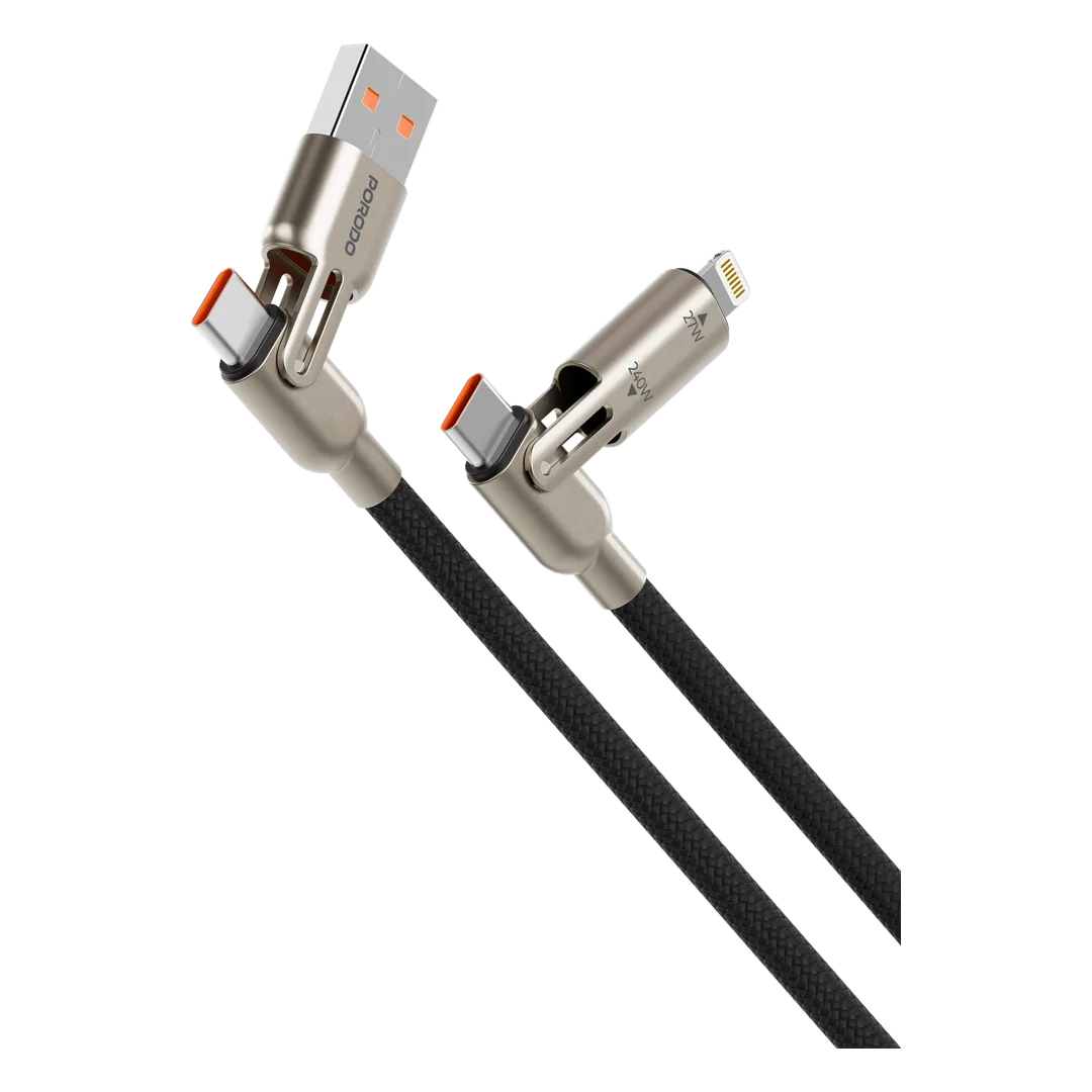 Porodo 4-In-1 240W Braided Cable - Black
