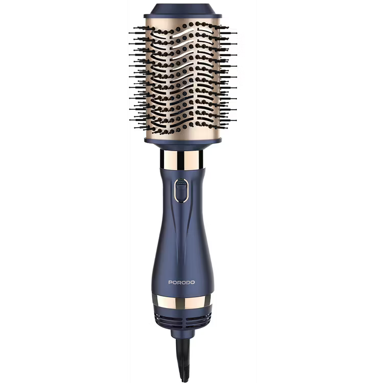 Porodo 5-In-1 Hot Air Brush Styling Set with Straightening & Curling Tool - Blue & Gold [O] - جهاز استشوار ومصفف الشعر من بورودو - 5 في 1 - كفالة 24 شهر